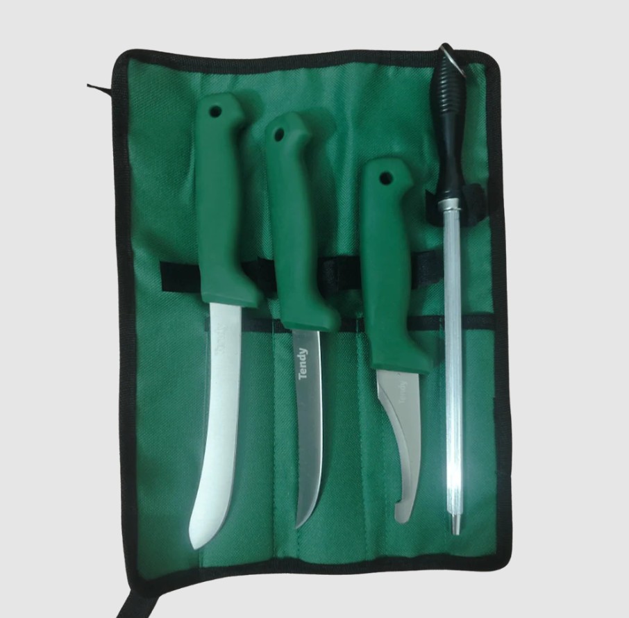 Tendy Slaktesett - 2 kniver, bukåpner og brynestål - Bilde 2